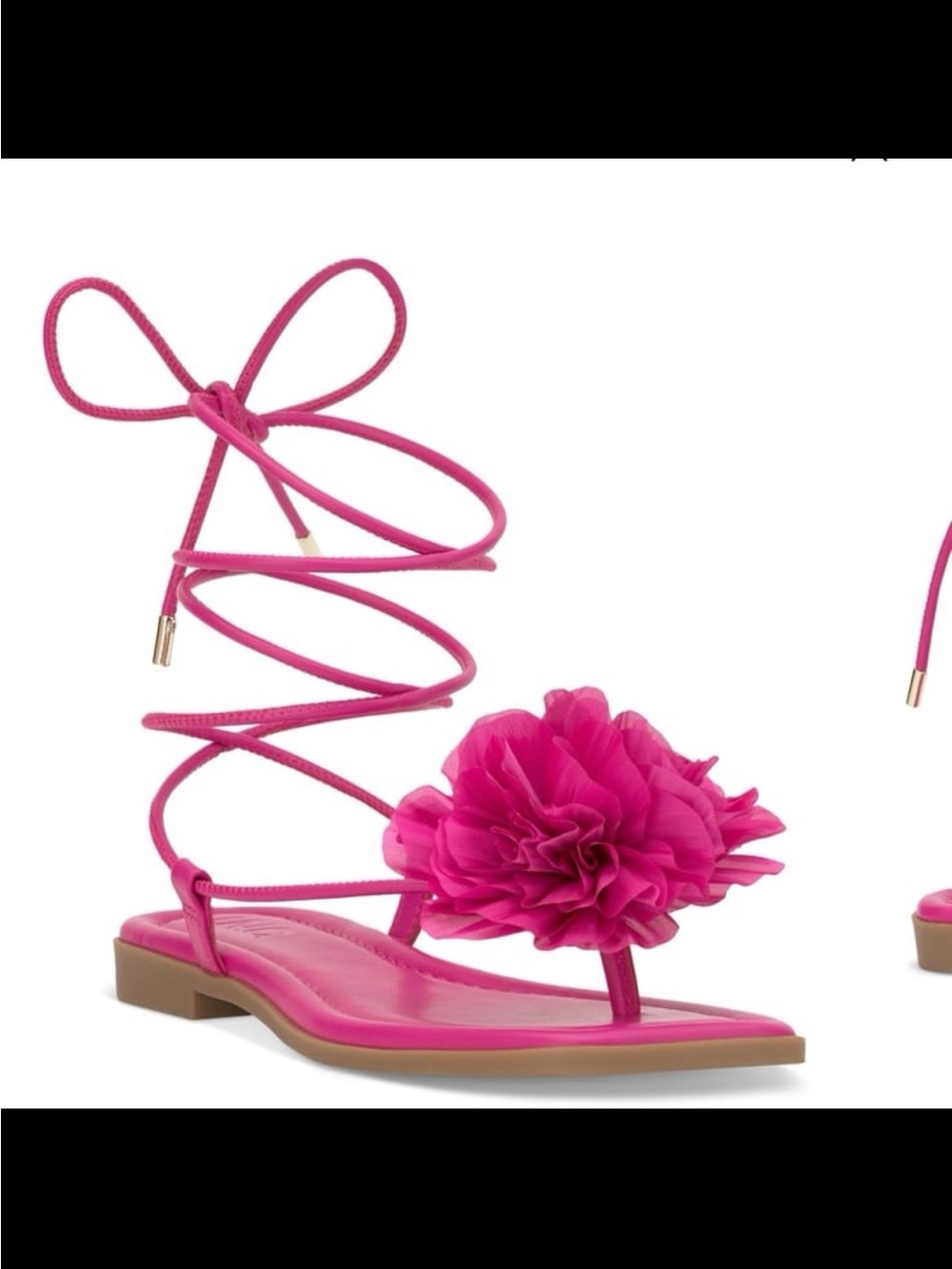 NWB international concept women’s flower lace up flat sandals pink size 8.5
